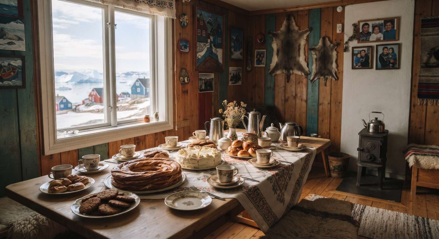 Greenlandic food served at a kaffemik